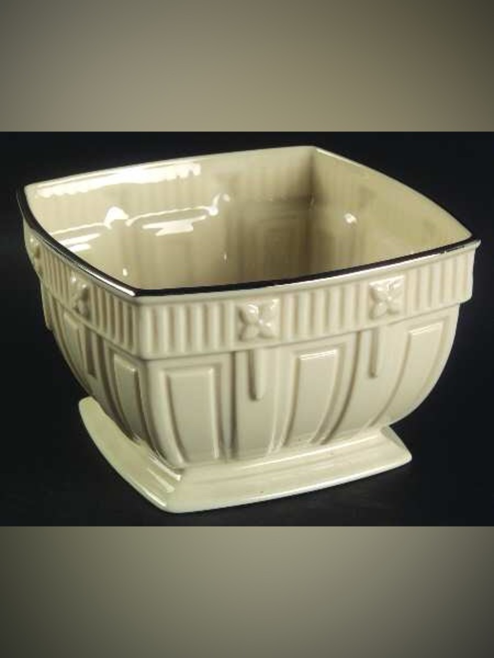 Vintage Lenox Forum Collection Square Bowl Beige Silver Trim